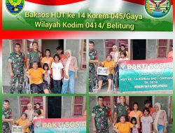 Babinsa Air Rayak Salurkan Baksos Hut 14 Korem 045 Gaya