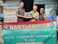 Koramil 01 Tanjung pandan Salurkan Bansos Danrem 045 Gaya dan Dandim 0414 Belitung