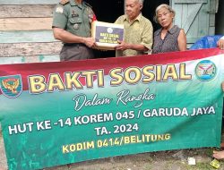 Danramil 01 Tanjungpandan Salurkan Bantuan Sembako Hut 14 Korem 045 Gaya