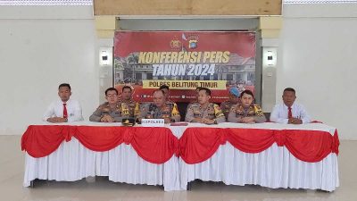 Polres Belitung Timur Gelar Konferensi Pers Akhir Tahun 2024: Kejahatan Tindak Pidana Meningkat 10 Kasus Dibanding Tahun Sebelumnya